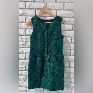 J.crew collection Sleeveless Emerald Green Jacquard Dress sz 0